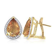 Citrine and Diamond French Clip Halo Earrings 7.0ctw in 9ct Gold