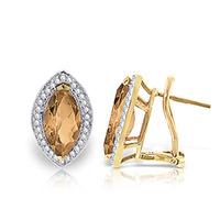 Citrine and Diamond French Clip Halo Earrings 3.3ctw in 9ct Gold