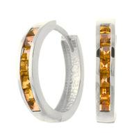 Citrine Huggie Earrings 1.2ct in 9ct White Gold