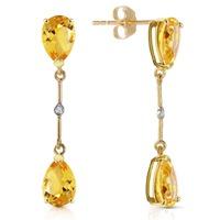 Citrine and Diamond Drop Earrings 6.0ctw in 9ct Gold