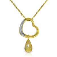 Citrine and Diamond Pendant Necklace 2.25ct in 9ct Gold