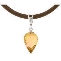 Citrine and Diamond Leather Pendant Necklace 9.5ct in 9ct White Gold