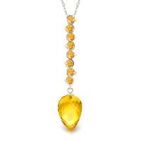 Citrine Briolette Pendant Necklace 11.05ctw in 9ct White Gold