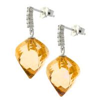 Citrine and Diamond Stud Earrings 23.5ctw in 9ct White Gold