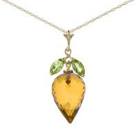 citrine and peridot pendant necklace 100ctw in 9ct gold