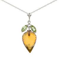 Citrine and Peridot Pendant Necklace 10.0ctw in 9ct White Gold