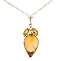 Citrine Briolette Pendant Necklace 10.0ctw in 9ct Gold