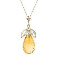 Citrine and White Topaz Pendant Necklace 7.2ctw in 9ct Gold