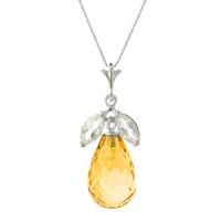 Citrine and White Topaz Pendant Necklace 7.2ctw in 9ct White Gold