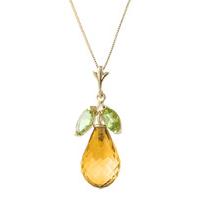 Citrine and Peridot Pendant Necklace 7.2ctw in 9ct Gold