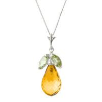 Citrine and Peridot Pendant Necklace 7.2ctw in 9ct White Gold