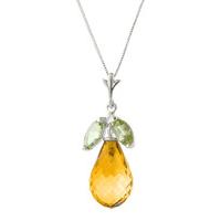 citrine and peridot pendant necklace 72ctw in 9ct white gold