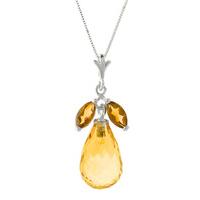 citrine briolette pendant necklace 72ctw in 9ct white gold