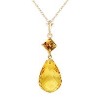 Citrine Briolette Pendant Necklace 5.5ctw in 9ct Gold