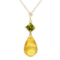 Citrine and Peridot Pendant Necklace 5.5ctw in 9ct Gold