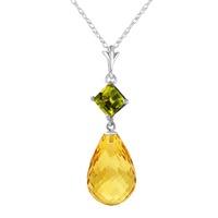 Citrine and Peridot Pendant Necklace 5.5ctw in 9ct White Gold