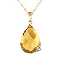 Citrine and Diamond Chequer Pendant Necklace 5.0ct in 9ct Gold