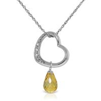 Citrine and Diamond Pendant Necklace 2.25ct in 9ct White Gold