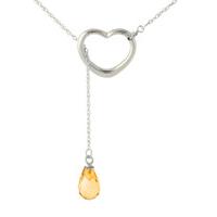 citrine briolette pendant necklace 225ct in 9ct white gold