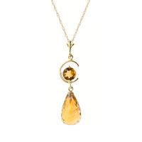 Citrine Briolette Pendant Necklace 5.5ctw in 9ct Gold