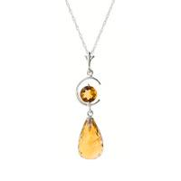 Citrine Briolette Pendant Necklace 5.5ctw in 9ct White Gold