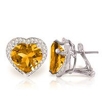 Citrine and Diamond French Clip Halo Earrings 6.2ctw in 9ct White Gold