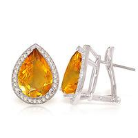 Citrine and Diamond French Clip Halo Earrings 7.0ctw in 9ct White Gold