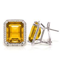 Citrine and Diamond French Clip Halo Earrings 10.4ctw in 9ct White Gold