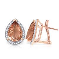 Citrine and Diamond French Clip Halo Earrings 7.0ctw in 9ct Rose Gold