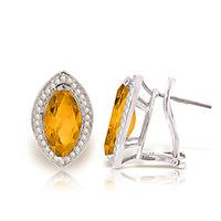 Citrine and Diamond French Clip Halo Earrings 3.3ctw in 9ct White Gold