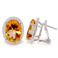 Citrine and Diamond French Clip Halo Earrings 9.4ctw in 9ct White Gold