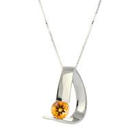 Citrine Arc Pendant Necklace 1.0ct in 9ct White Gold