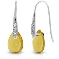 Citrine and Diamond Drop Earrings 6.0ctw in 9ct White Gold