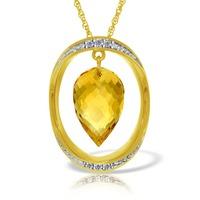 Citrine and Diamond Pendant Necklace 9.5ct in 9ct Gold