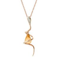 Citrine and Diamond Serpent Pendant Necklace 2.25ct in 9ct Rose Gold