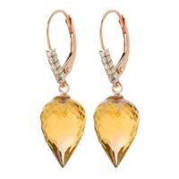 Citrine and Diamond Drop Earrings 19.0ctw in 9ct Rose Gold