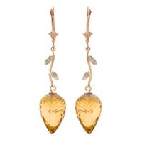 Citrine and Diamond Drop Earrings 19.0ctw in 9ct Rose Gold