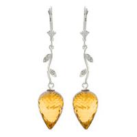 citrine and diamond drop earrings 190ctw in 9ct white gold