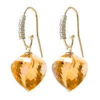 Citrine and Diamond Drop Earrings 23.5ctw in 9ct Gold