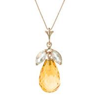 Citrine and White Topaz Pendant Necklace 7.2ctw in 9ct Rose Gold