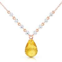 Citrine and Diamond Pendant Necklace 10.5ct in 9ct Rose Gold