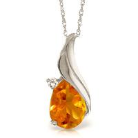 Citrine and Diamond Pendant Necklace 1.5ct in 9ct White Gold