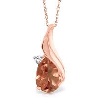 Citrine and Diamond Pendant Necklace 1.5ct in 9ct Rose Gold