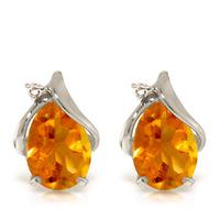 Citrine and Diamond Stud Earrings 3.2ctw in 9ct White Gold