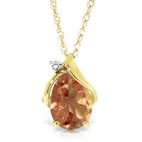 Citrine and Diamond Pendant Necklace 1.6ct in 9ct Gold