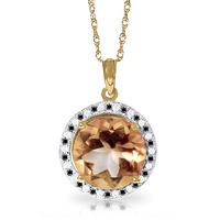 Citrine and Diamond Halo Pendant Necklace 6.0ct in 9ct Gold