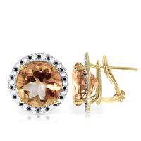 Citrine and Diamond Stud French Clip Earrings 12.0ctw in 9ct Gold