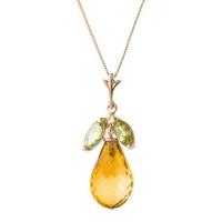 Citrine and Peridot Pendant Necklace 7.2ctw in 9ct Rose Gold