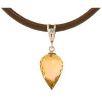 citrine and diamond leather pendant necklace 95ct in 9ct rose gold