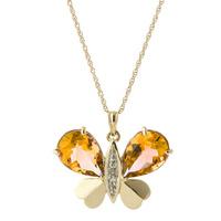 citrine and diamond butterfly pendant necklace 70ctw in 9ct gold